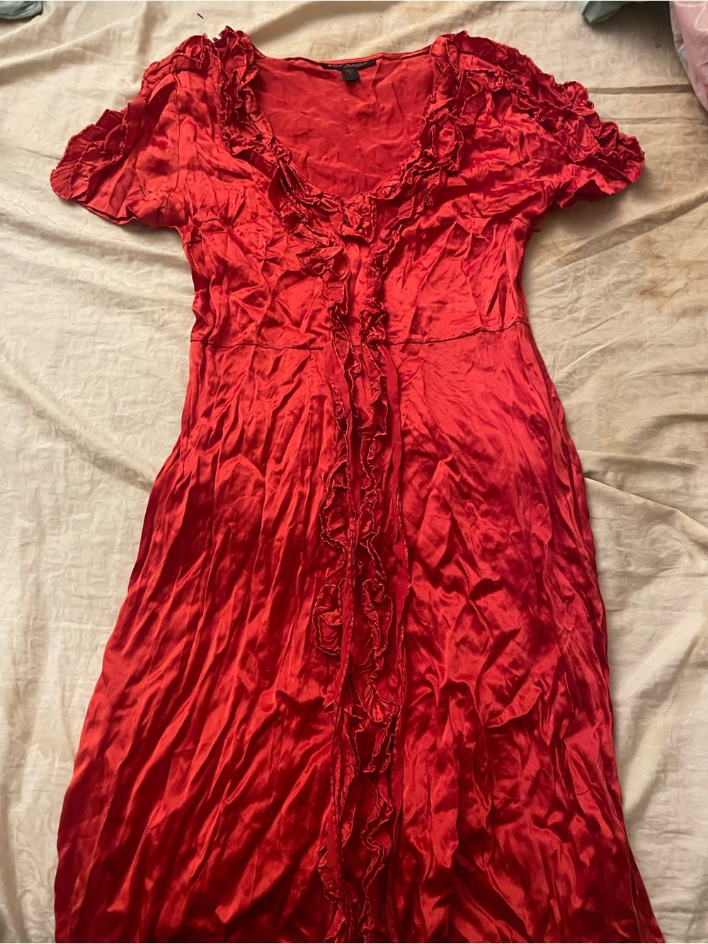 Betsey Johnson Red Silk Ruffle Dress